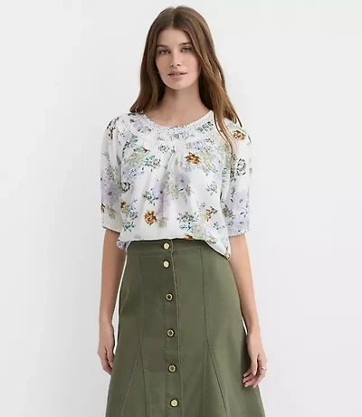 Floral Lace Trim Yoke Blouse