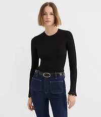 Crochet Trim Pointelle Sweater