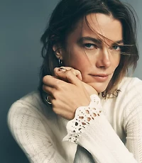 Crochet Trim Pointelle Sweater