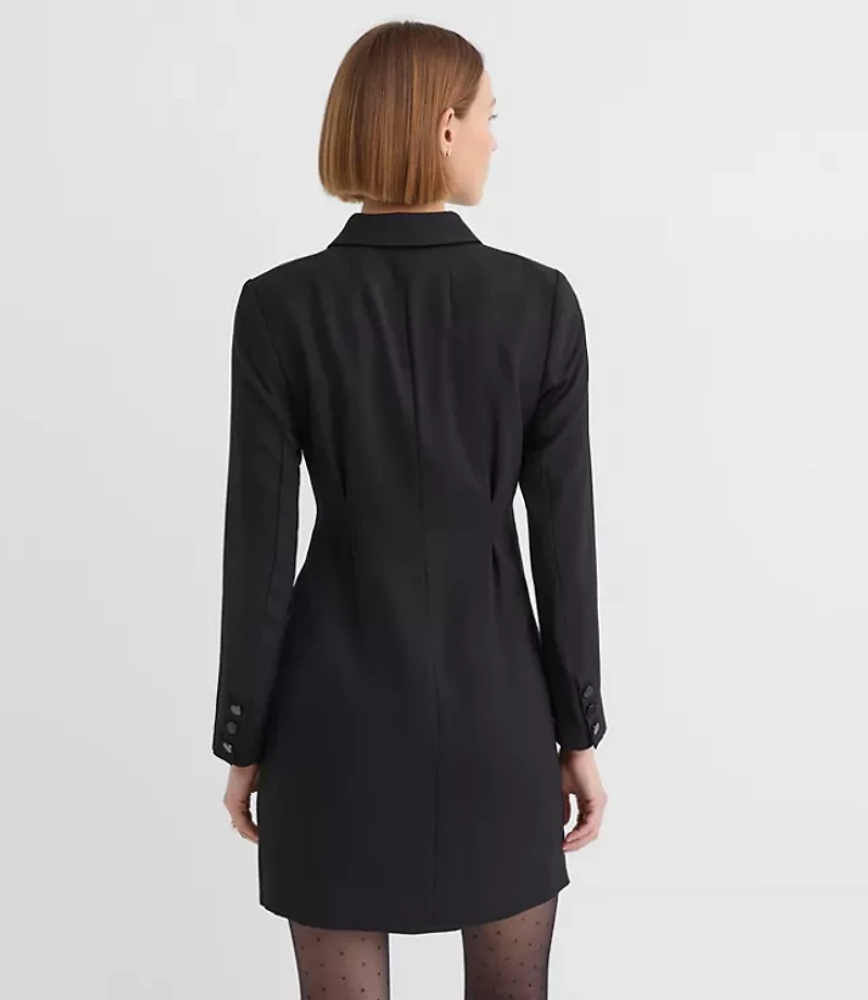 Satin Trim Blazer Mini Pocket Dress