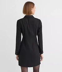 Satin Trim Blazer Mini Pocket Dress