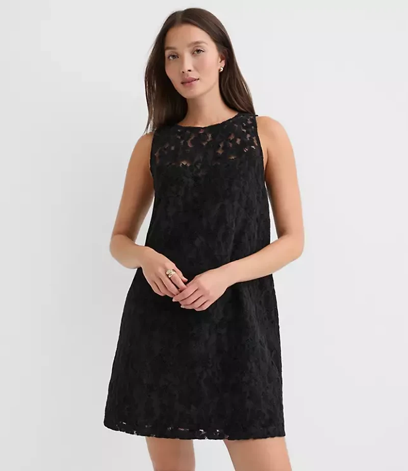 Petite Velvet Floral Lace Mini Dress