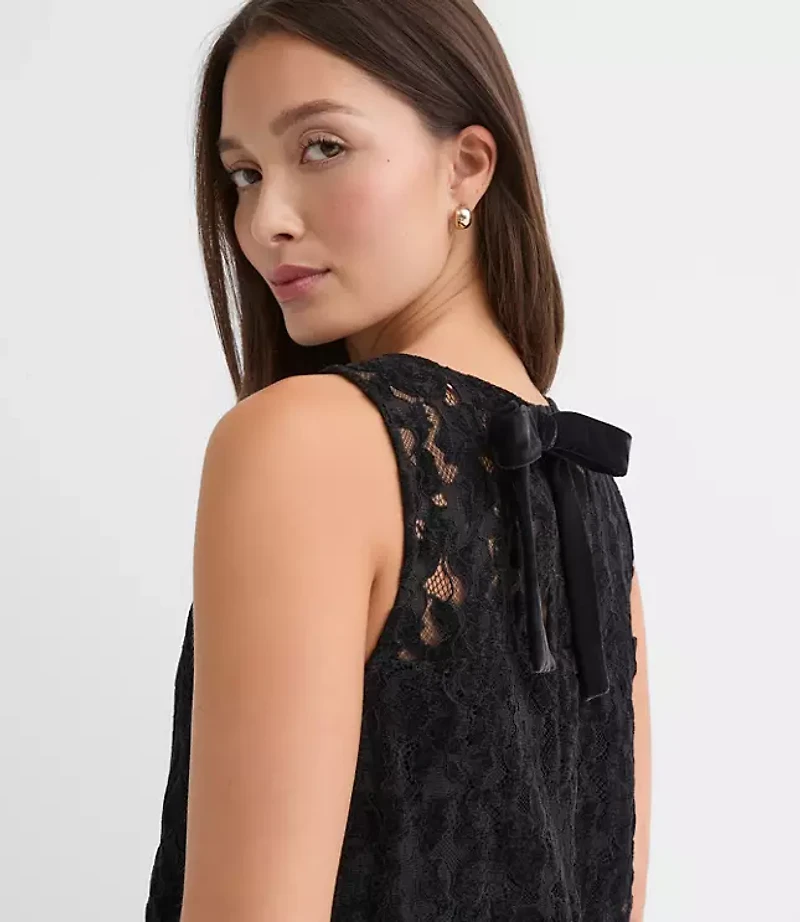 Petite Velvet Floral Lace Mini Dress