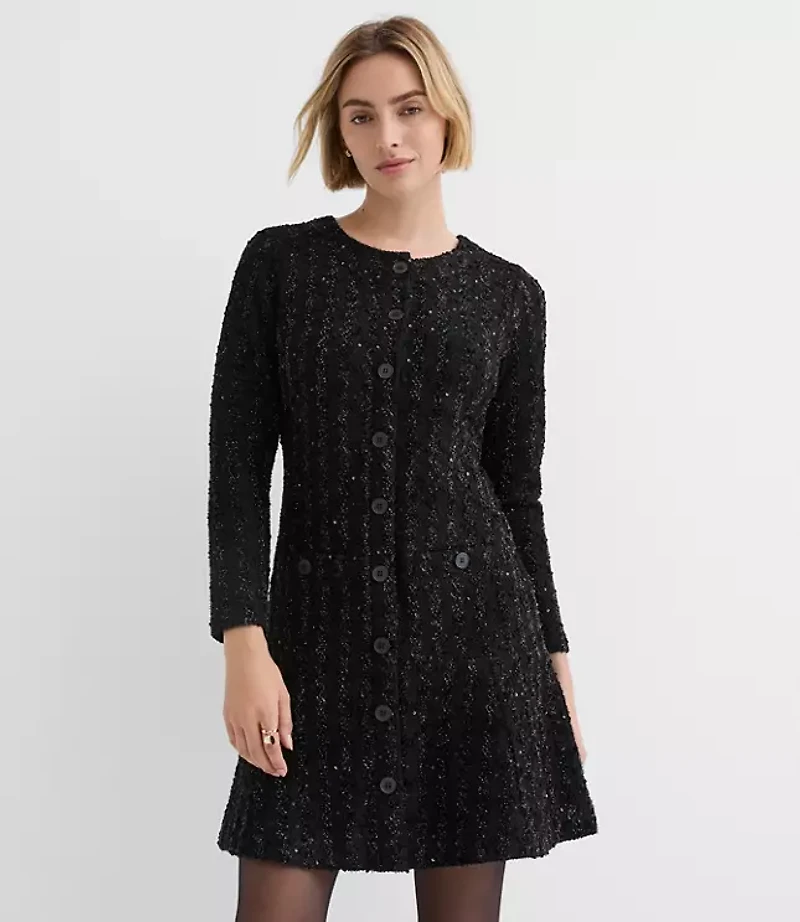 Petite Shimmer Boucle Mini Pocket Dress