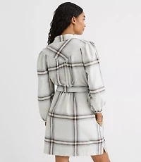 Petite Plaid Yoke Mini Pocket Shirtdress
