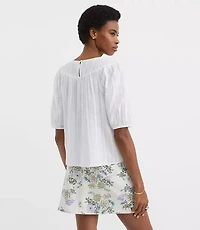 Striped Lace Trim Yoke Blouse