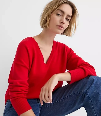 Petite V-Neck Relaxed Everyday Sweater