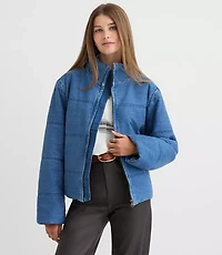 Denim Puffer Jacket Light Wash