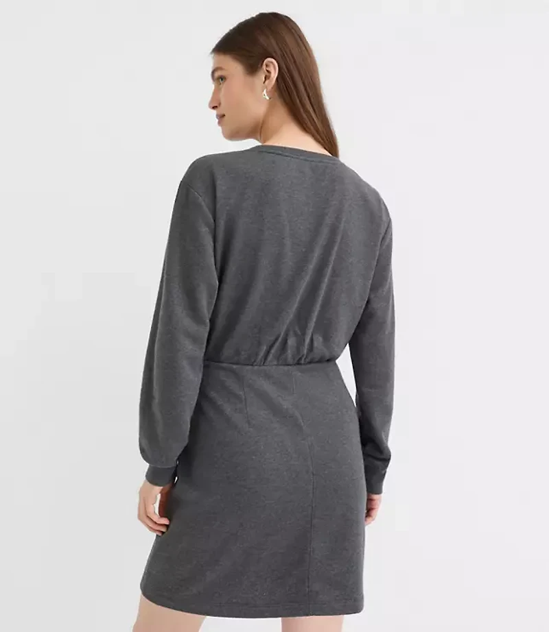 Petite Terry Side Pleated Mini Dress