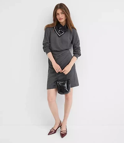 Petite Terry Side Pleated Mini Dress