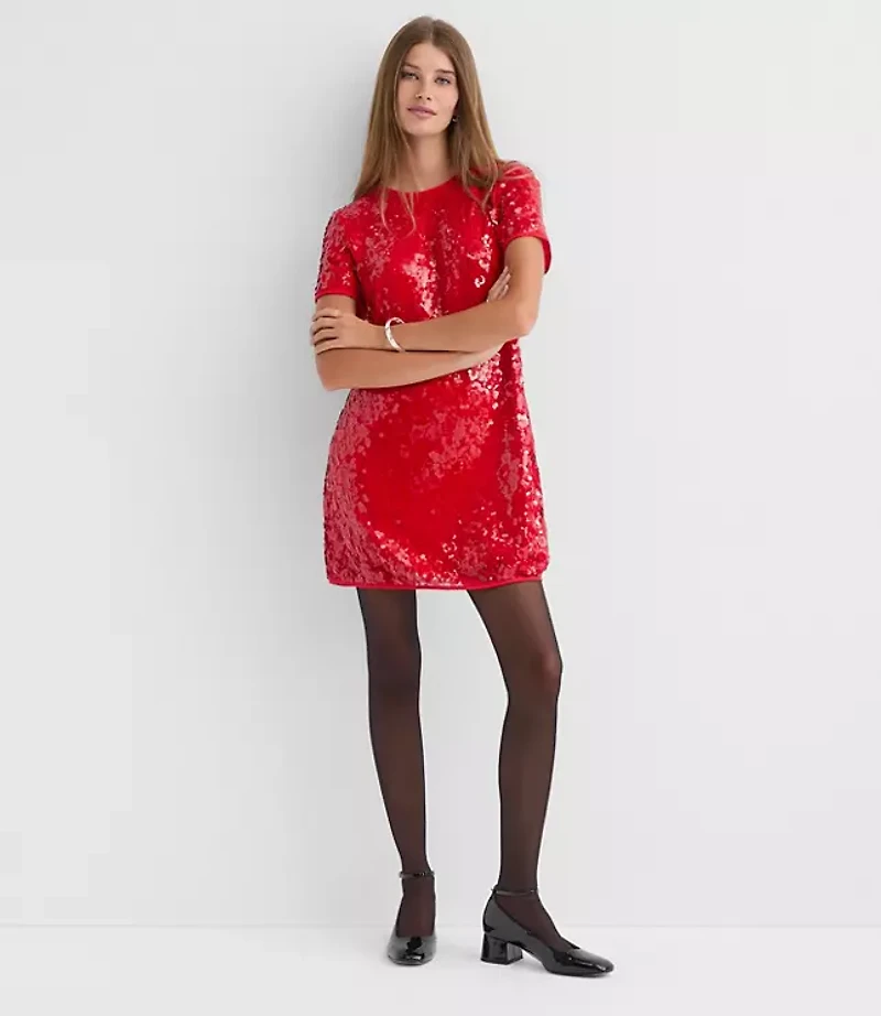 Tall Sequin Short Sleeve Mini Dress
