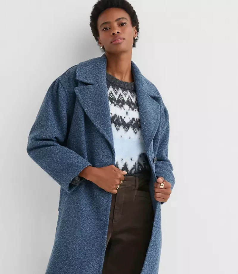Petite Boucle Twill Cocoon Coat