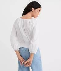 Poplin Ribtrim Boatneck Blouse