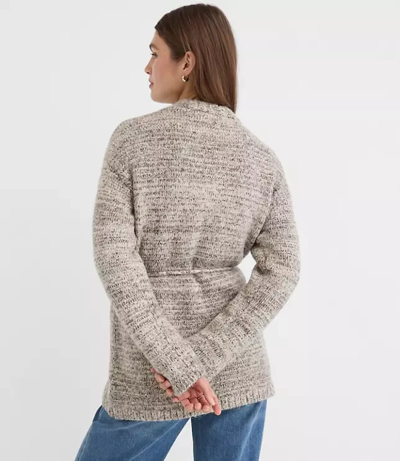 Petite Marled Belted Cardigan