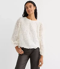 Petite Floral Applique Tie Back Blouse