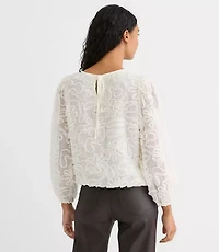 Petite Floral Applique Tie Back Blouse