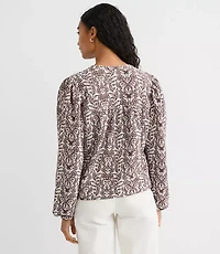 Petite Lace Garden Crinkle Knit Split Neck Blouse