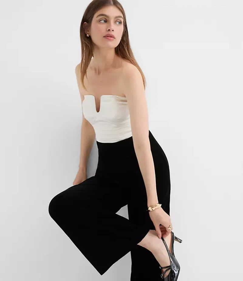 Tall Satin Velvet Strapless Jumpsuit