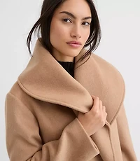 Petite Shawl Collar Belted Coat