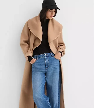 Petite Shawl Collar Belted Coat