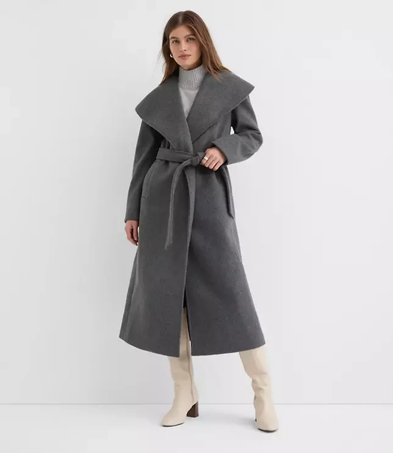 Petite Shawl Collar Belted Coat