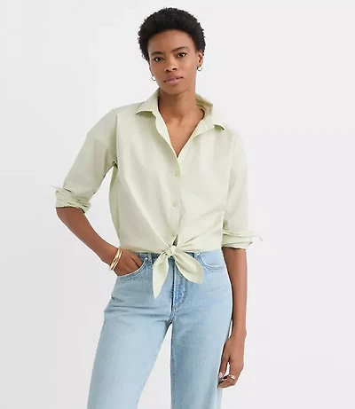 Poplin Tie Front Everyday Shirt