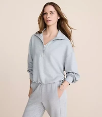 Lou & Grey Heathered Cinched Scubasoft Half Zip Top