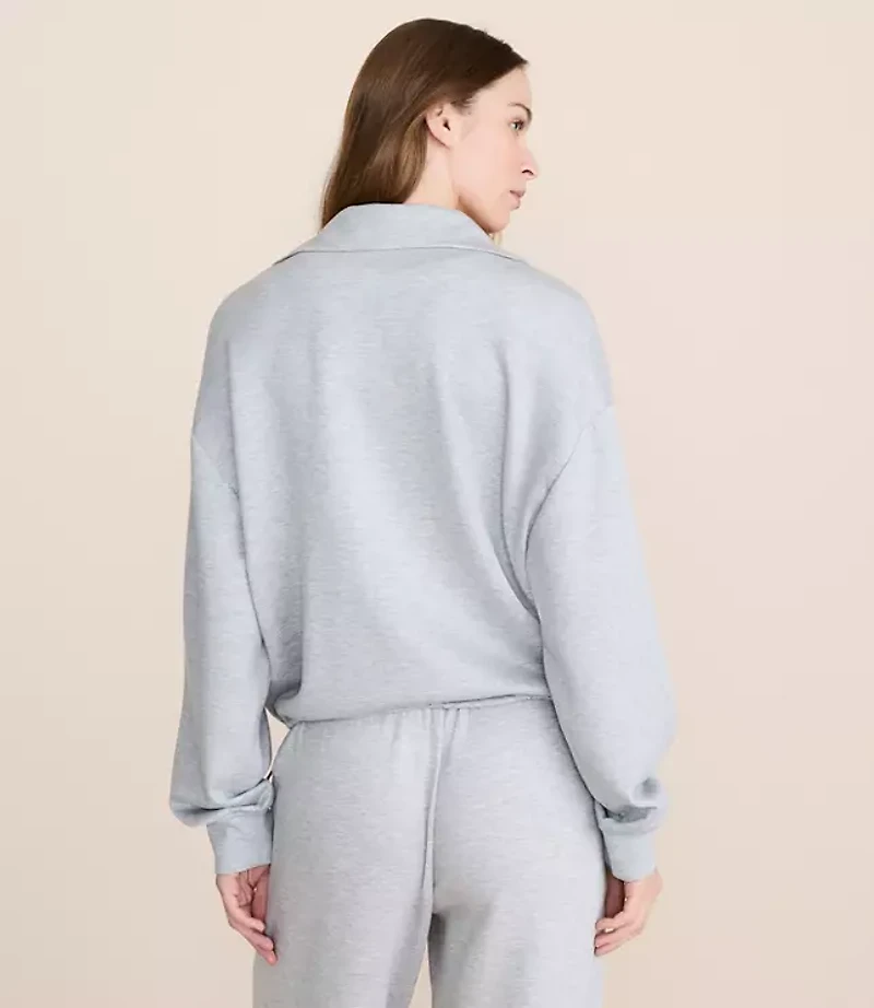 Lou & Grey Heathered Cinched Scubasoft Half Zip Top