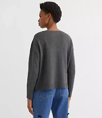 Lace Trim V-Neck Relaxed Everyday Sweater