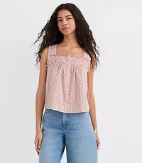 Paisley Pintucked Square Neck Blouse