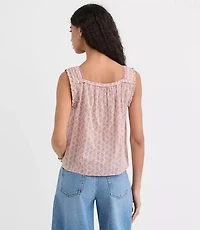 Paisley Pintucked Square Neck Blouse