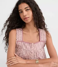 Paisley Pintucked Square Neck Blouse