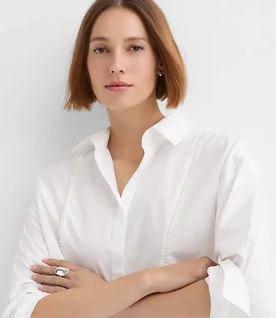 Petite Pearlized Bib Tuxedo Shirt