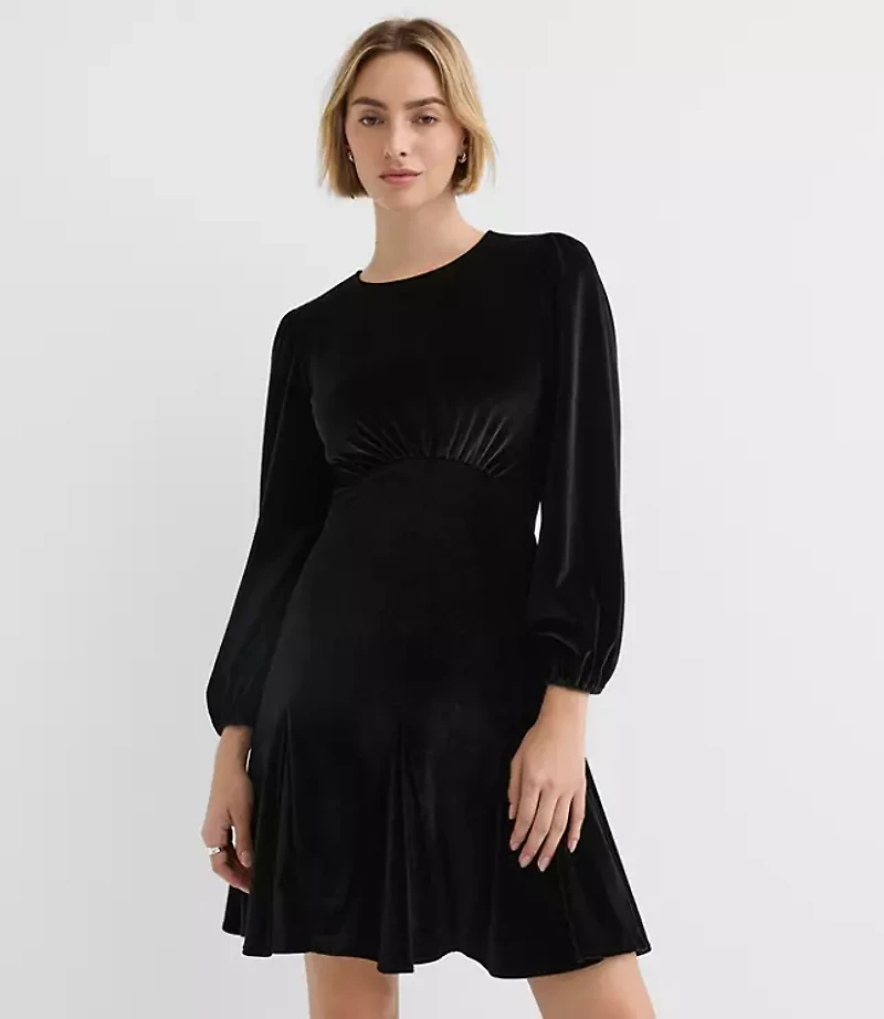 Petite Velvet Godet Mini Dress