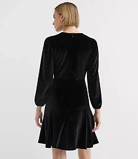 Petite Velvet Godet Mini Dress