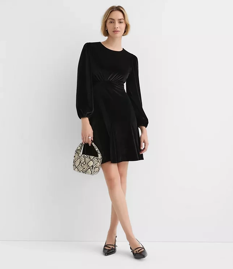 Petite Velvet Godet Mini Dress