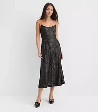 Petite Sequin Strappy Midi Dress