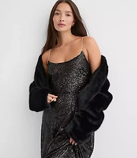 Petite Sequin Strappy Midi Dress