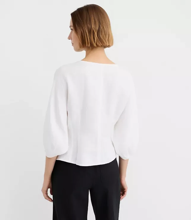 Seamed Linen Blend Blouse
