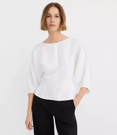 Seamed Linen Blend Blouse
