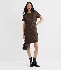 Petite Shimmer Tweed Mini Pocket Dress