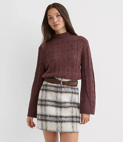 Petite Pointelle Flare Sleeve Sweater