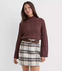 Petite Pointelle Flare Sleeve Sweater