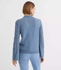 Petite Pointelle Flare Sleeve Sweater