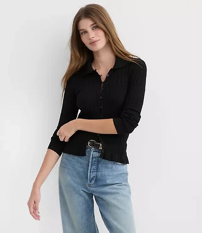 Smocked Ruffle Cardigan Top