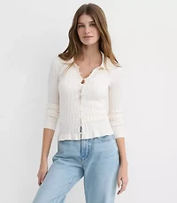 Smocked Ruffle Cardigan Top