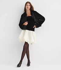 Petite Velvet Strapless Bubble Mini Pocket Dress