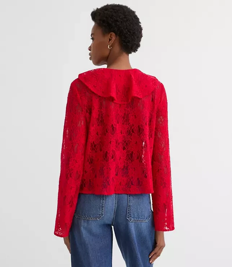 Petite Lace Bow Velvet Cami Blouse