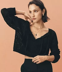 Mesh Stitch Bow Tie Sweater