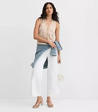 Striped V-Neck Cardigan Tank Top